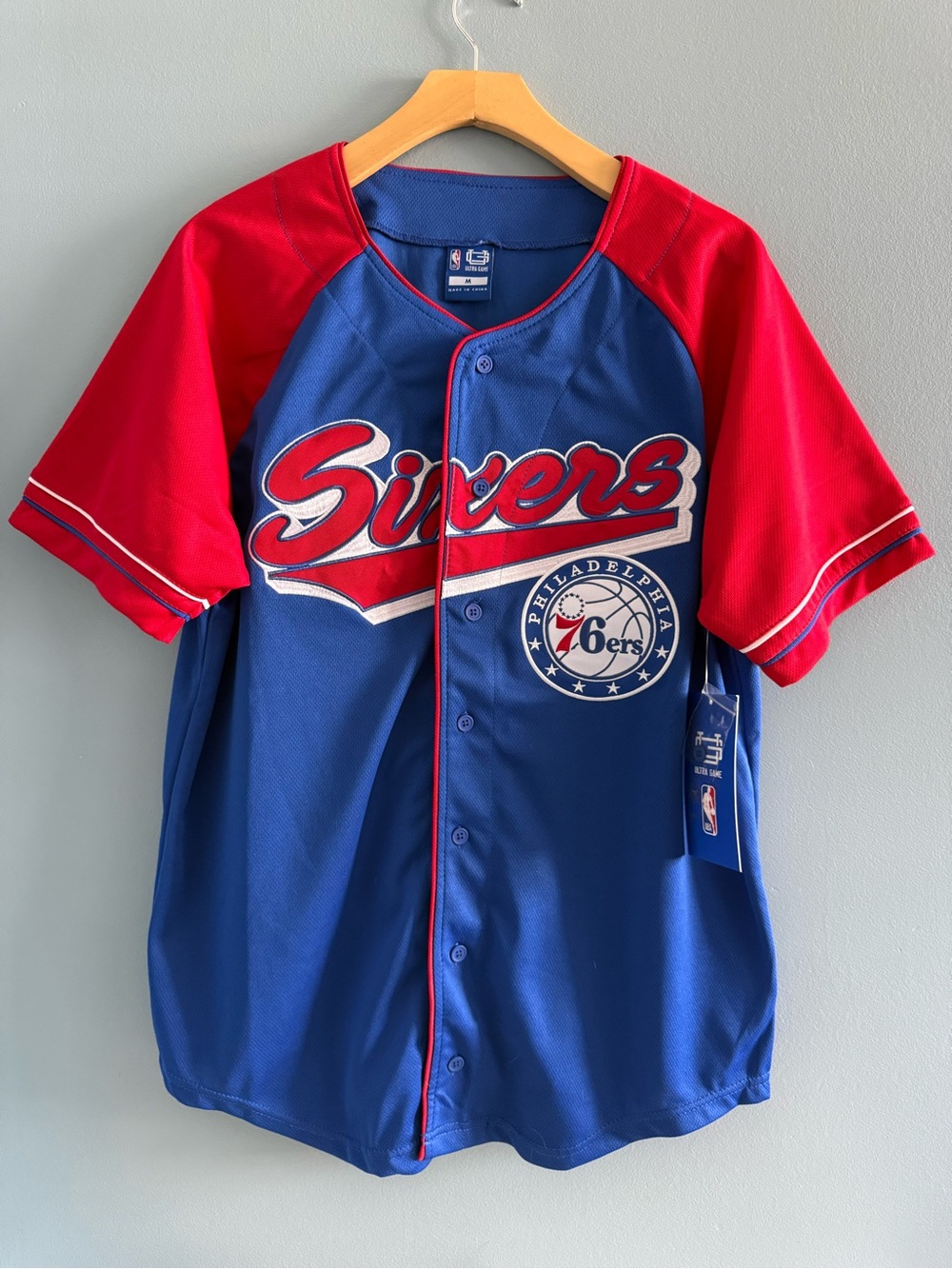 NBA Ultra Game Philadelphia 76’ers Men’s Bases Loaded Baseball Jersey